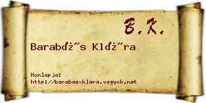 Barabás Klára névjegykártya